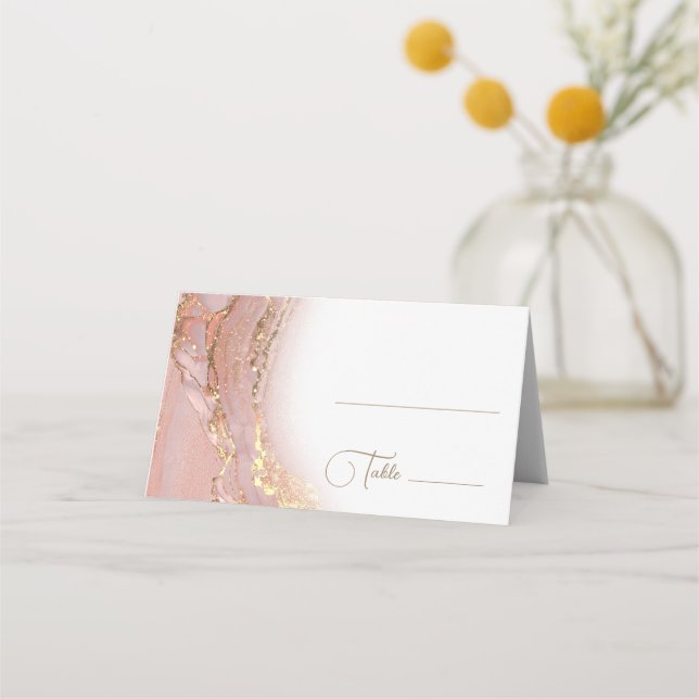 Carte De Placement Marbre rose de la première communion (Devant)