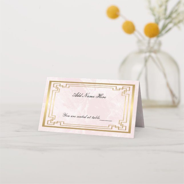 Carte De Placement Marbre rose or Mariage Table Place (Devant)