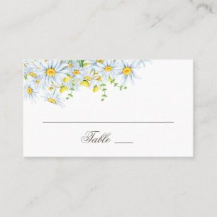 Carte De Placement Marguerite. Fleurs champêtres. Mariage floral aqua