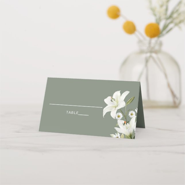 Carte De Placement Marguerites Et Lys Blancs (Devant)