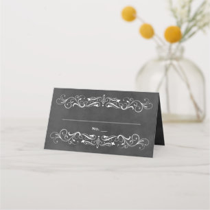 Carte De Placement Mariage à la craie noire vintage avec fioritures