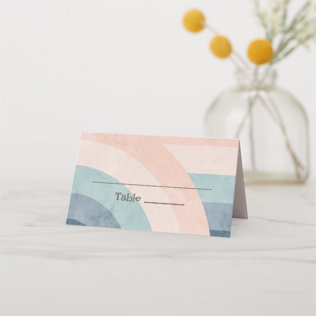 Carte De Placement Mariage arc-en-ciel vintage les années 70 (Devant)