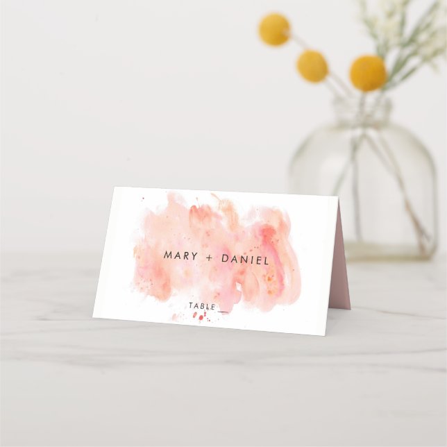 Carte De Placement Mariage Arrière - plan couleur rose (Devant)
