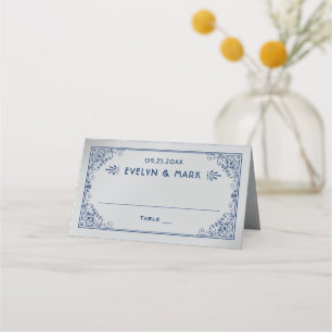 Carte De Placement Mariage Art déco Argent de la marine vintage