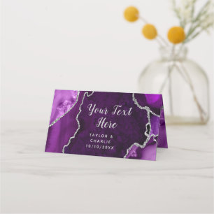 Carte De Placement Mariage au marbre d'agate violet et argent