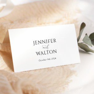 Carte De Placement Mariage blanc simple et élégant