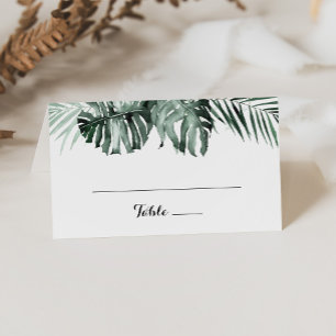 Carte De Placement Mariage blanc vert tropical
