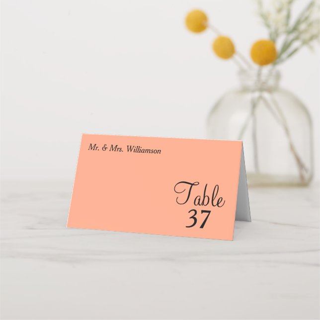Carte De Placement Mariage bleu Cantaloupe Numéro de table (Devant)