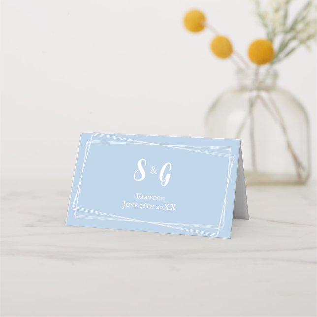 Carte De Placement Mariage bleu clair Numéro de table Nom personnalis (Dos)