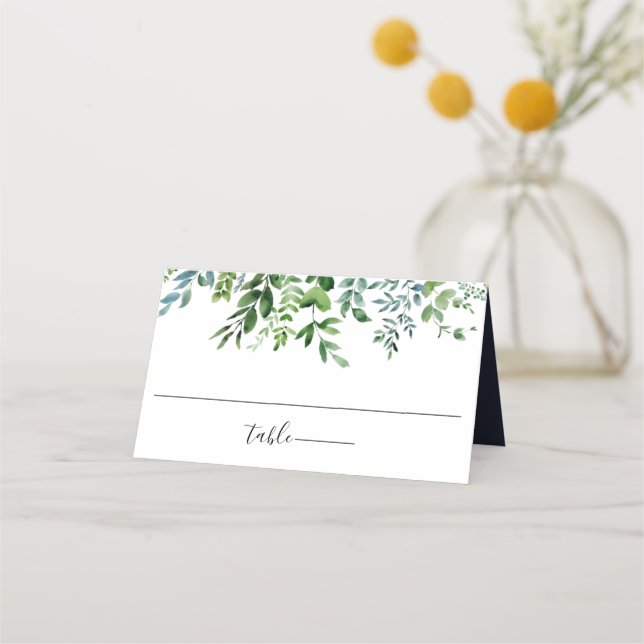 Carte De Placement Mariage bleu de la marine en feuillage rustique (Devant)