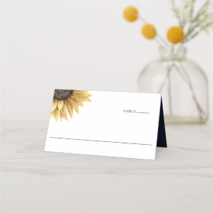 Carte De Placement Mariage bleu rustique de la marine de tournesol