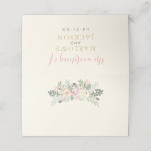 Carte De Placement Mariage Bohème Ivoire Rose Or Floral Monogramme