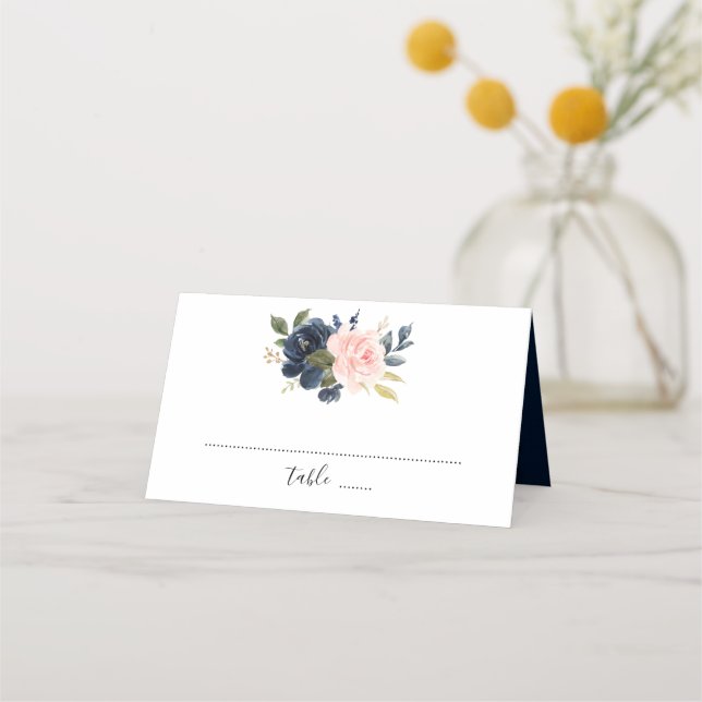Carte De Placement Mariage Boho bleu bleu bleu rose bleu marine (Devant)