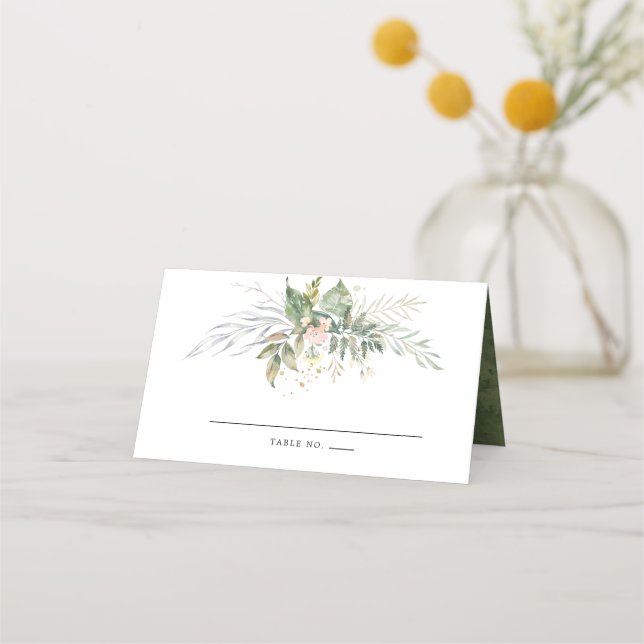 Carte De Placement Mariage botanique blanc Sage Green (Devant)