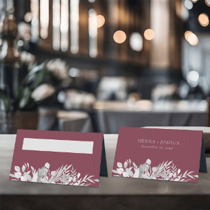 Carte De Placement Mariage botanique Burgundy Grey Personnalisé
