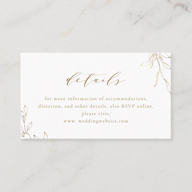 Carte De Placement Mariage botanique d'élégance simple or (Devant)