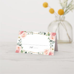 Carte De Placement Mariage botanique géométrique rose pâle
