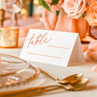 Carte De Placement Mariage Calligraphie Simple Orange Coucher de Sole