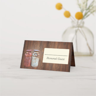 Carte De Placement Mariage campagnard de canettes de lait Rustique Vi