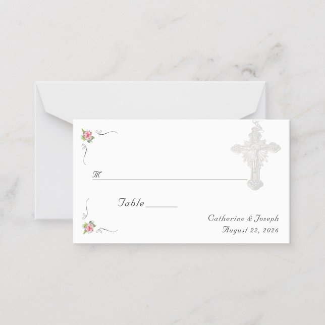 Carte De Placement Mariage catholique Rose nuptial (Créateur téléchargé)