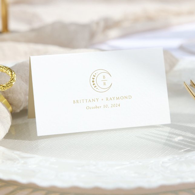 Carte De Placement Mariage céleste blanc or (Créateur téléchargé)