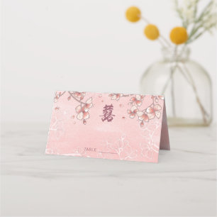 Carte De Placement Mariage chinois à deux fleurs de pêche