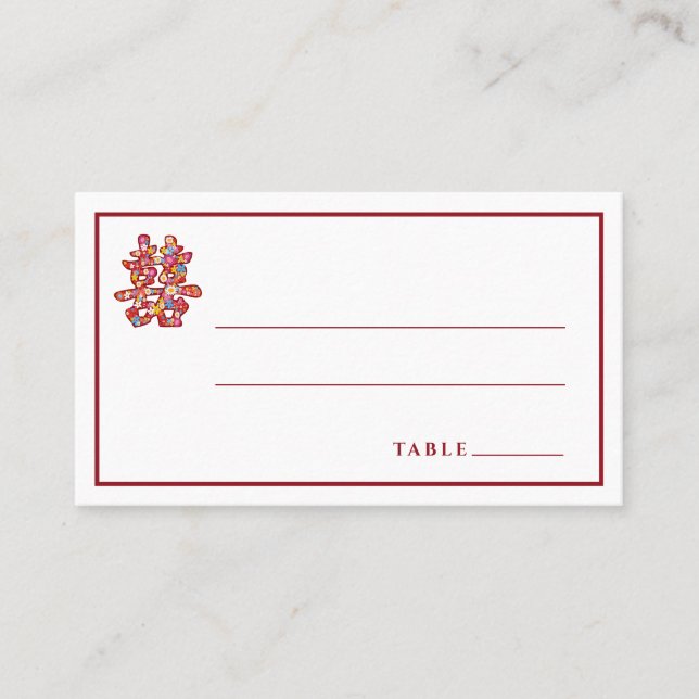 Carte De Placement Mariage chinois des fleurs de printemps (Devant)