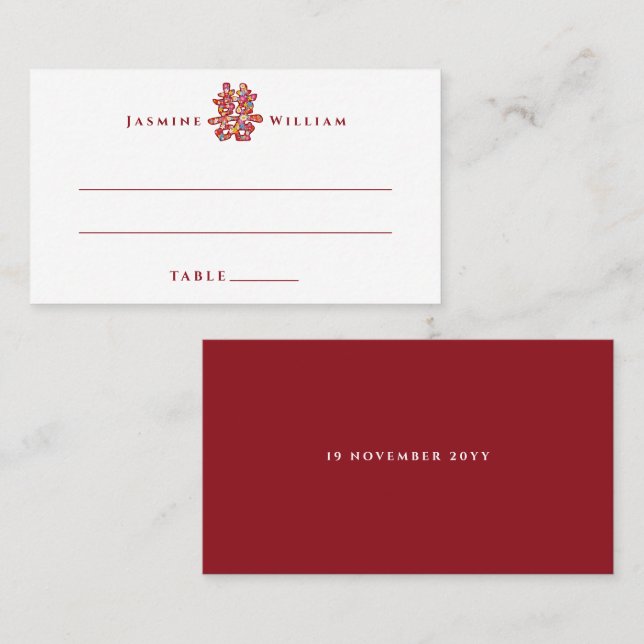 Carte De Placement Mariage chinois des fleurs de printemps (Devant / Derrière)