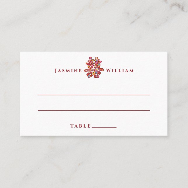 Carte De Placement Mariage chinois des fleurs de printemps (Devant)