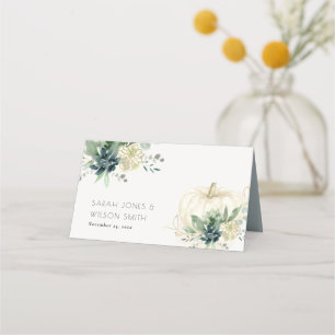 Carte De Placement Mariage Citrouille Succulent de l'or bleu-bleu-gri