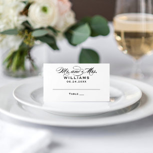 Carte De Placement Mariage Classique Noir Calligraphie Mr et Mrs