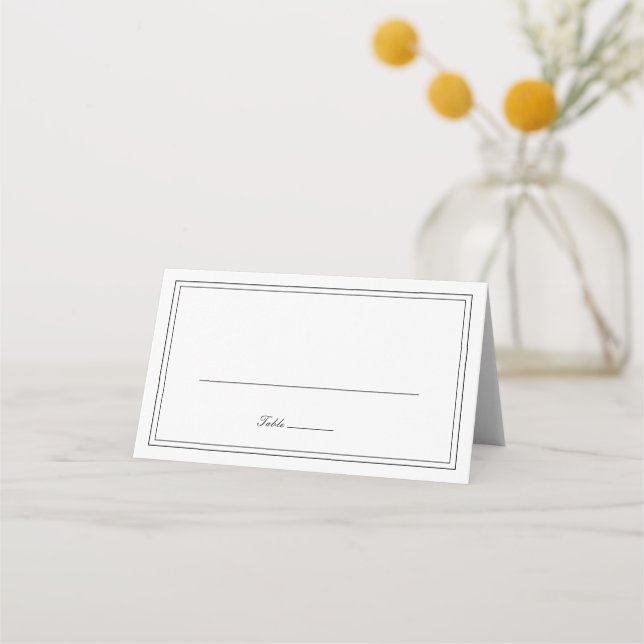 Carte De Placement Mariage classique noir et blanc élégant (Devant)
