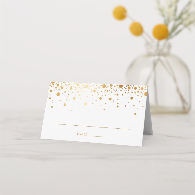 Carte De Placement Mariage Confetti Faux Gold Foil moderne (Devant)
