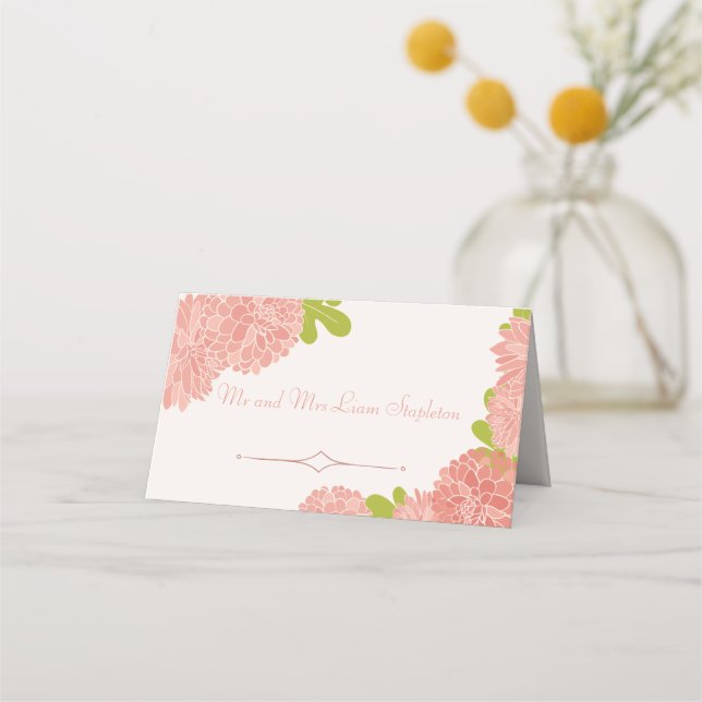 Carte De Placement Mariage Couple Rose Dahlia (Devant)