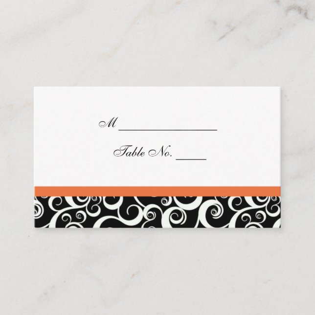 Carte De Placement Mariage Damask Fils Table Place Card en orange (Devant)