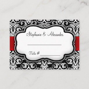 Carte De Placement Mariage damassé de ruban noir/blanc/rouge
