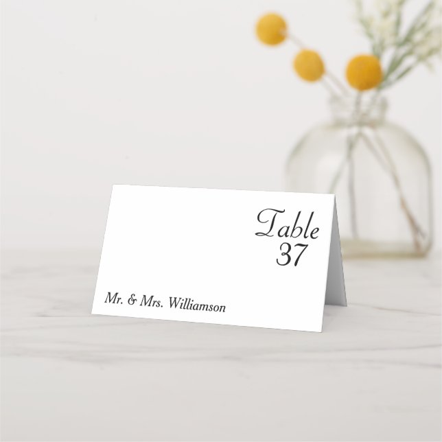 Carte De Placement Mariage d'amour noir blanc classique (Devant)