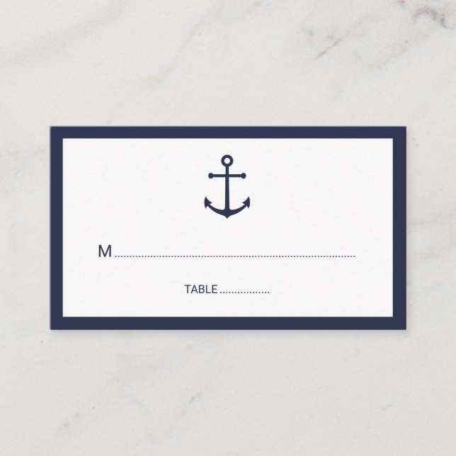 Carte De Placement Mariage d'Ancre bleu marine moderne (Devant)
