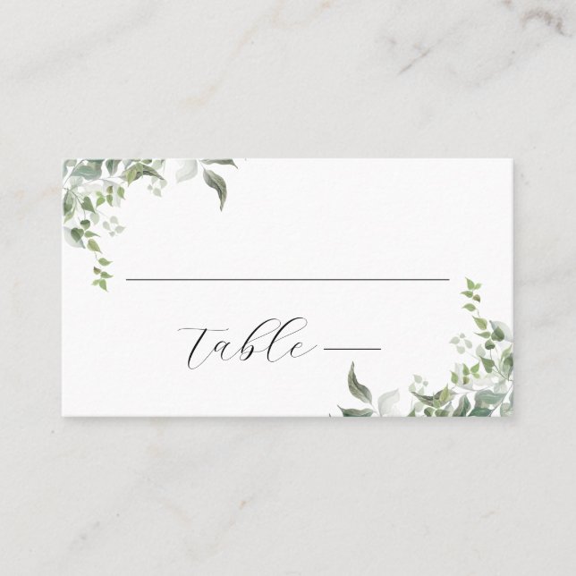 Carte De Placement Mariage d'aquarelle botanique noir blanc (Devant)