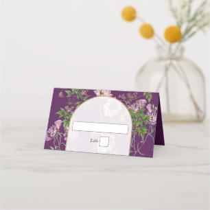 Carte De Placement Mariage d'arc doré fleuri violet