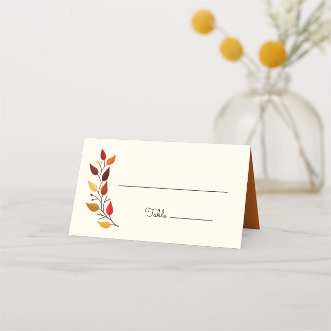 Carte De Placement Mariage de automne de succursale d'automne (Devant)