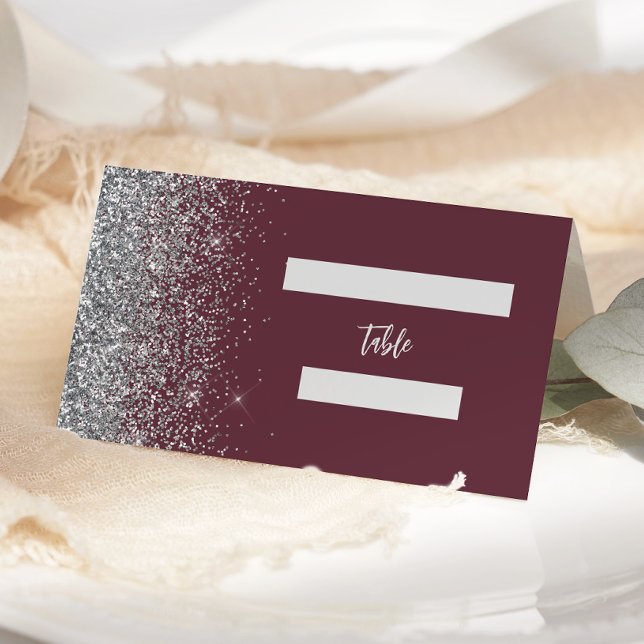 Carte De Placement Mariage de bord de Parties scintillant d'argent de (Créateur téléchargé)