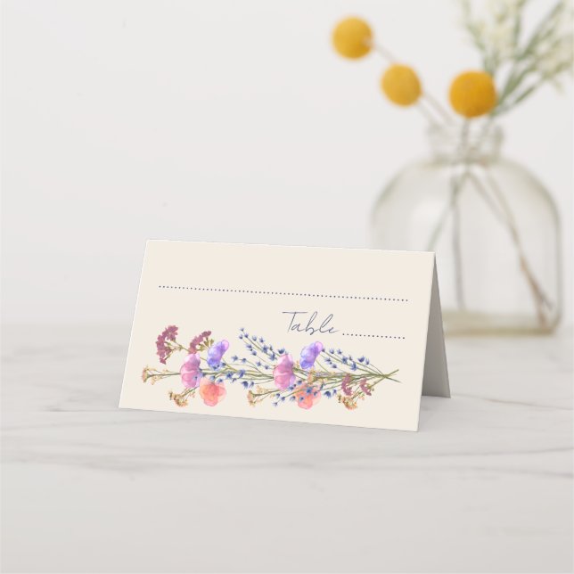 Carte De Placement Mariage de bouquet floral en acrylique beige rusti (Devant)