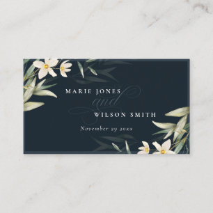 Carte De Placement Mariage de Bunch Floral Blanc de la Marine noire