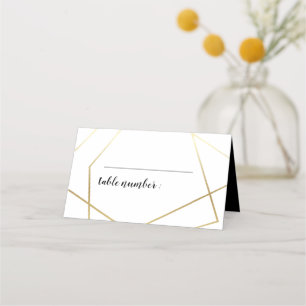 Carte De Placement Mariage de cadre d'or géométrique moderne