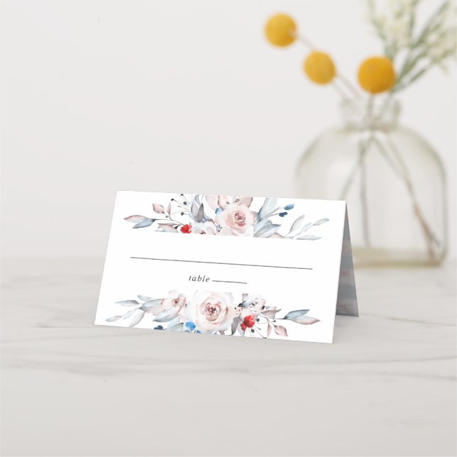 Carte De Placement Mariage de Carré floral Rustique Blush Rose (Devant)