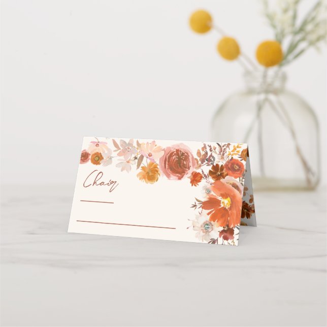 Carte De Placement Mariage de chaise d'automne en crème légère (Devant)