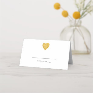 Carte De Placement Mariage de coeur minimaliste Gold Foil
