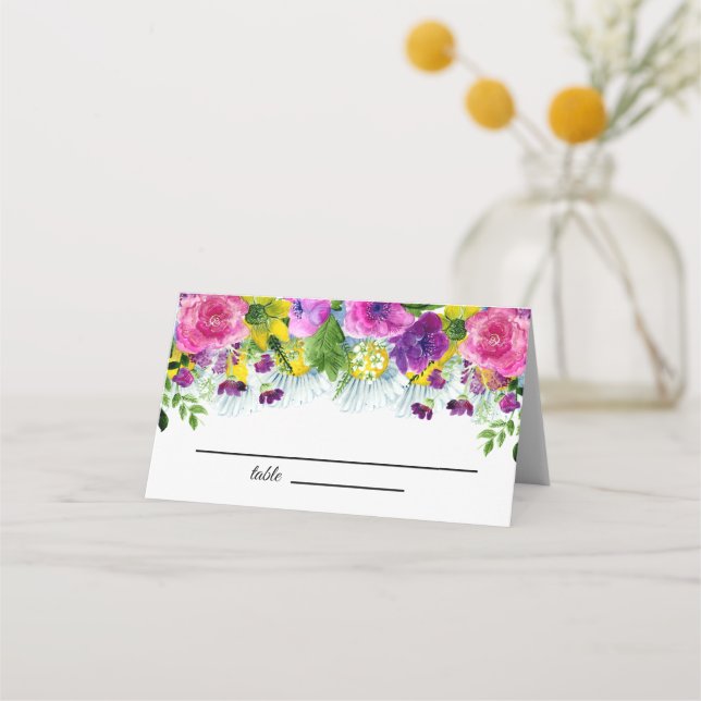 Carte De Placement Mariage de couleur Fleur sauvage beige de couleur (Devant)