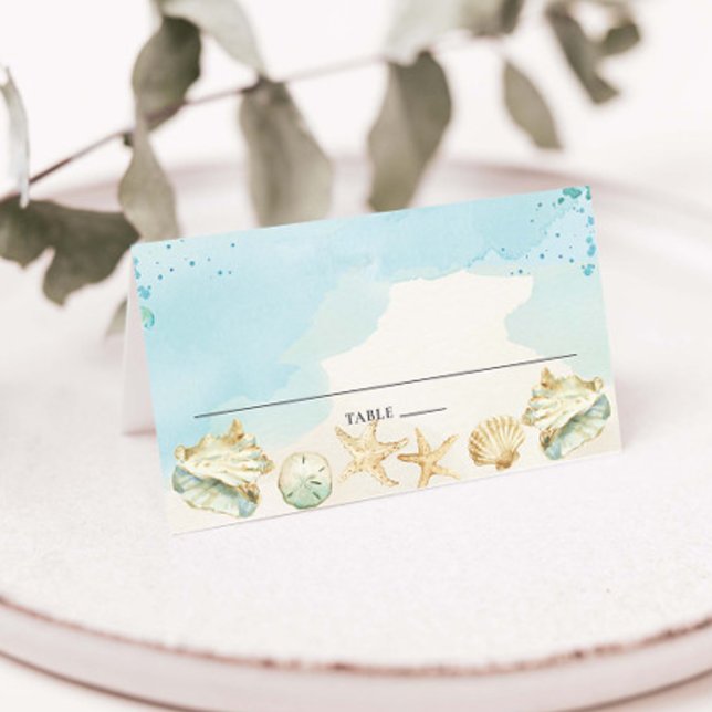 Carte De Placement Mariage de Destination de Plage Côtière Anniversai (Créateur téléchargé)